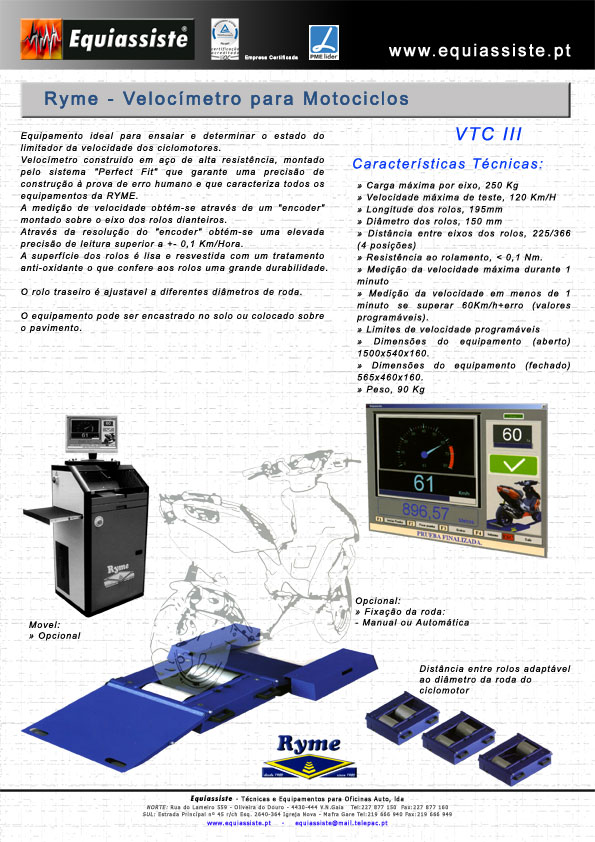 Velocimetro para motociclos para centros de inspecção